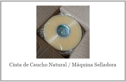 Rollo de cinta de caucho natural de 1000 mt para máquina selladora, dentro de su caja